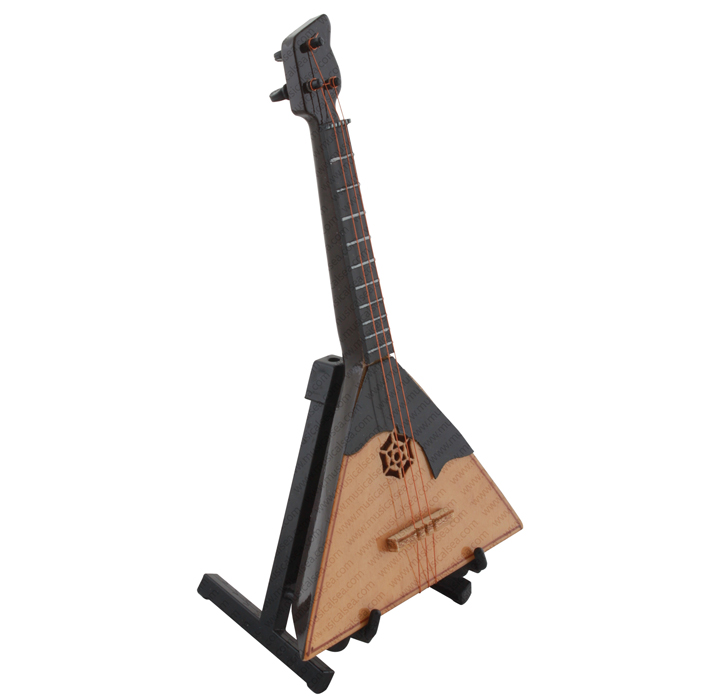 Miniature Wood Russia lute W Case & Stand Musical Instrument Replica Gift 
